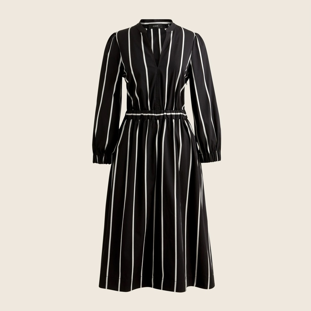 JCrew cinched waist cotton Black & White Shirtdress, NWT, Pockets!